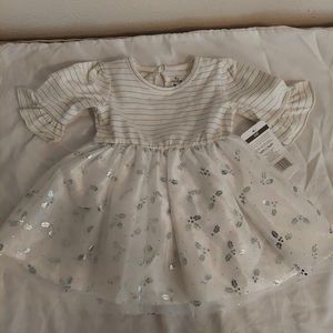 Baby Starters White & Silver Ruffled Christmas Holiday Dress 9 Months Girl Holly